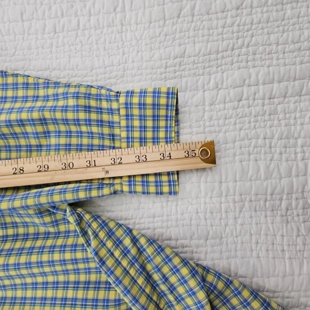 Ralph‎ Lauren Blake Shirt Men's L Yellow Blue Check 100% Cotton EUC Classic LS